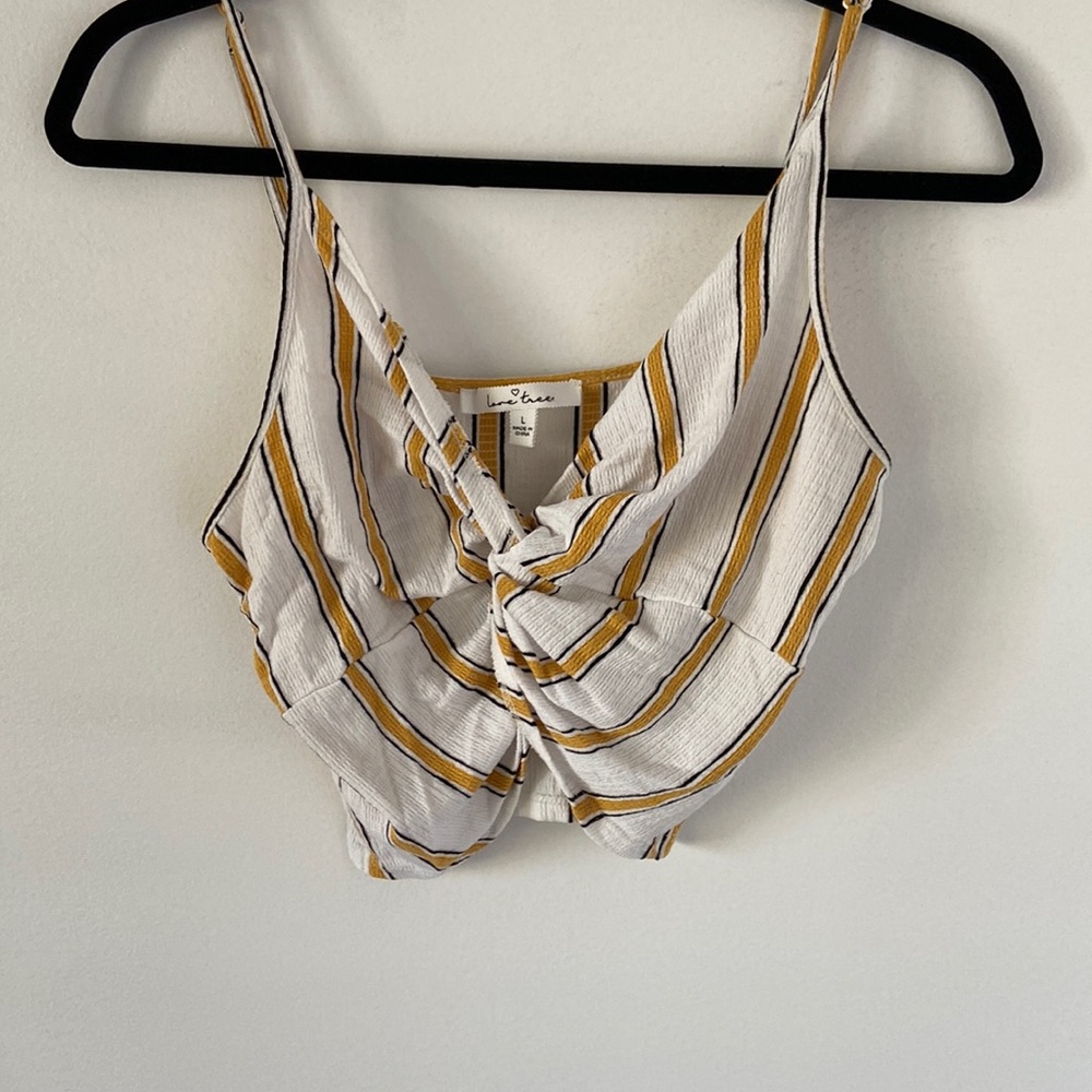 White and yellow crop top